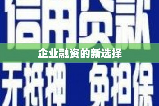 平阴企业融资的新选择