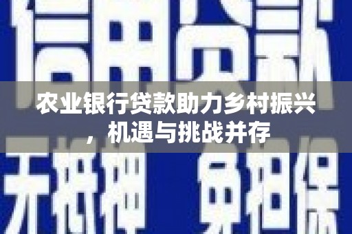 平阴农业银行贷款助力乡村振兴，机遇与挑战并存